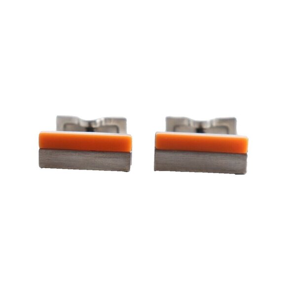 Jack Spade Men’s Cufflinks Orange Silver Metal 2tone Color Rectangular Cufflink - Picture 1 of 6